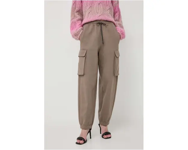 Miss Sixty pantaloni de trening din bumbac culoarea maro, neted