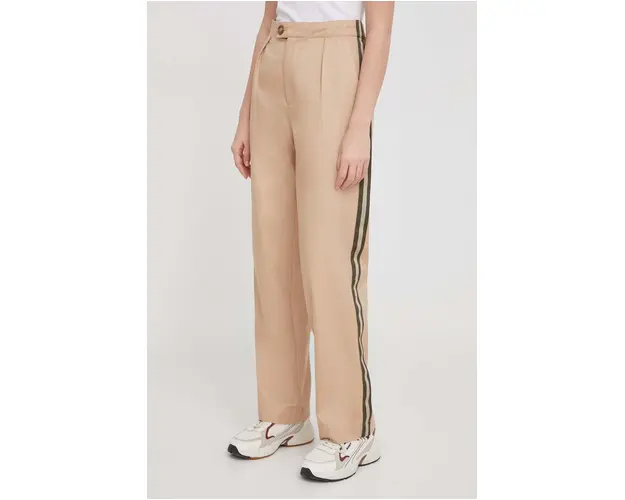Pepe Jeans pantaloni SUSANNE femei, culoarea bej, drept, high waist