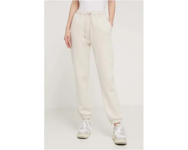 Herschel pantaloni de trening din bumbac culoarea bej, neted