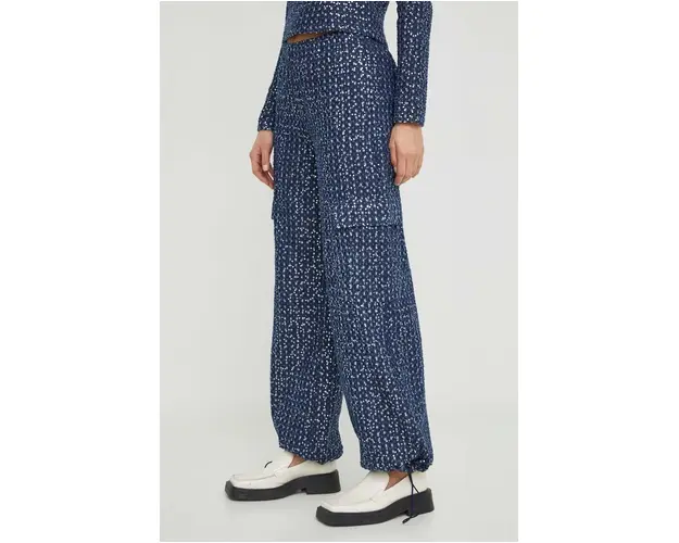 Résumé pantaloni femei, culoarea albastru marin, drept, high waist