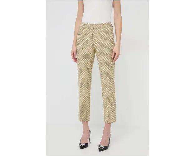 Weekend Max Mara pantaloni femei, culoarea galben, fason tigareta, high waist 2415130000000