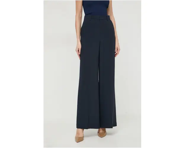BOSS pantaloni femei, culoarea bleumarin, drept, high waist 50510115