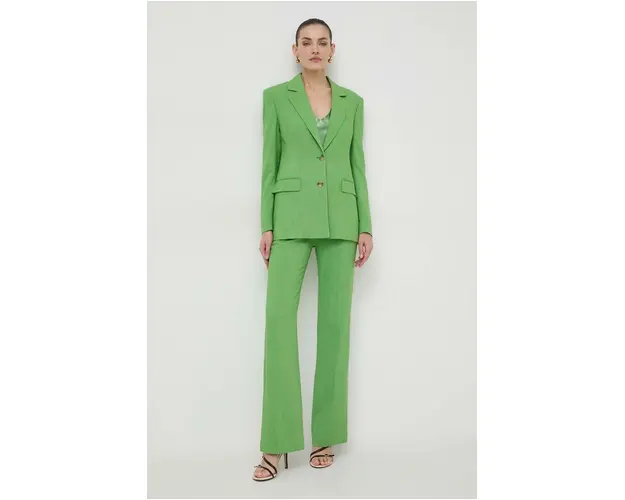 BOSS pantaloni femei, culoarea verde, drept, high waist 50511972