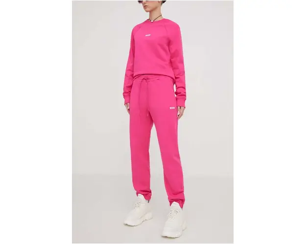 MSGM pantaloni de trening din bumbac culoarea roz, uni 3641MDP500.247000