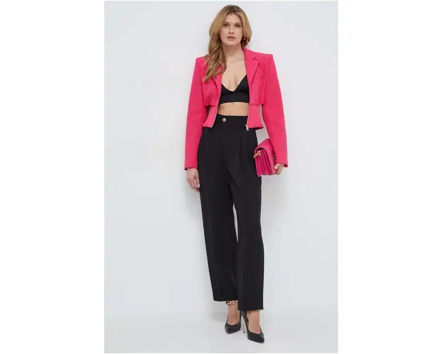 Versace Jeans Couture pantaloni femei, culoarea negru, lat, high waist