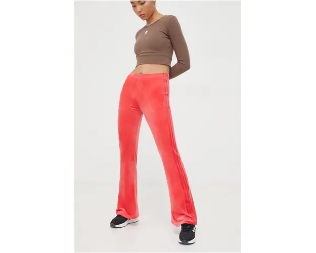 adidas Originals pantaloni de trening din velur culoarea roz, cu imprimeu IT7563