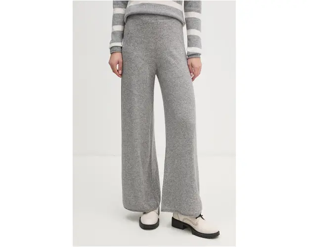 United Colors of Benetton pantaloni de trening cu amestec de lana culoarea gri, neted