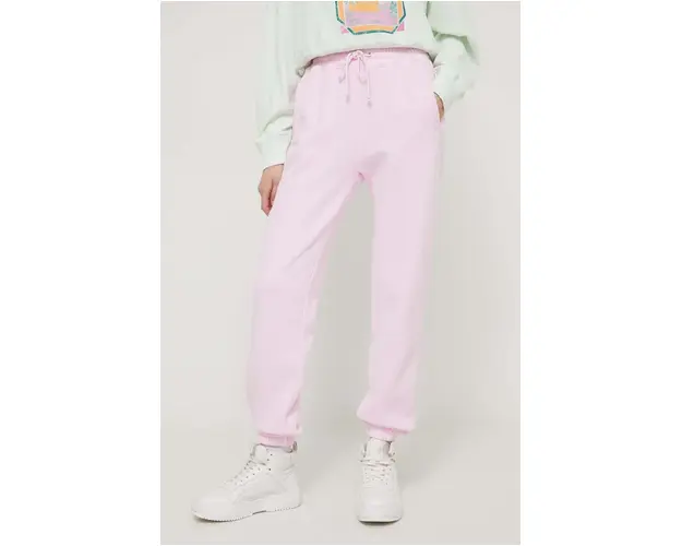 Abercrombie & Fitch pantaloni de trening culoarea roz, neted