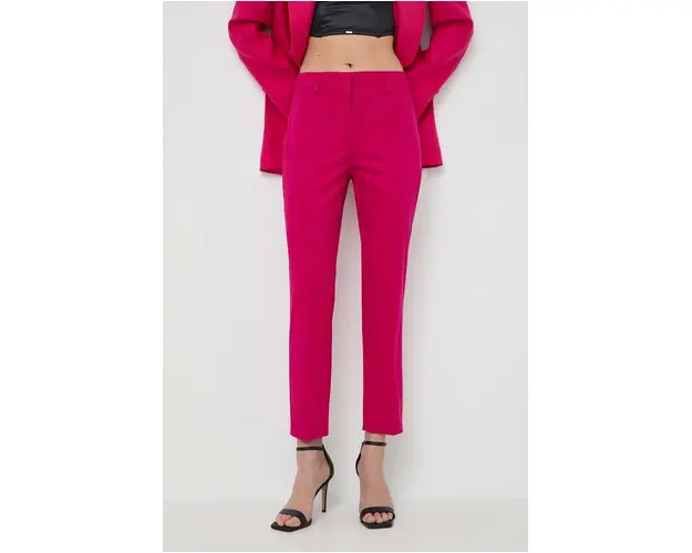 Weekend Max Mara pantaloni femei, culoarea roz, fason tigareta, high waist 2415130000000