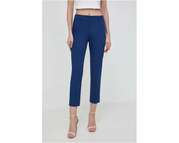 Weekend Max Mara pantaloni femei, culoarea bleumarin, fason tigareta, high waist 2415130000000