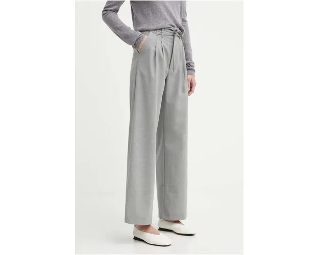 Alohas pantaloni din lana culoarea gri, lat, high waist