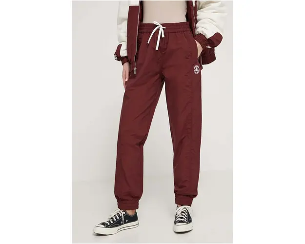 Converse pantaloni de trening culoarea bordo, neted