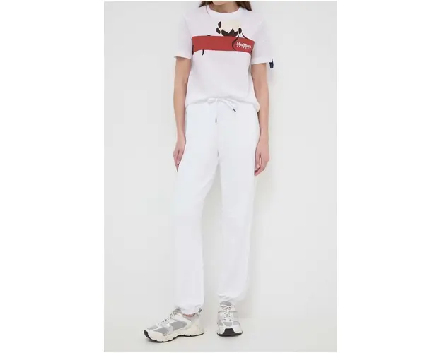 Max Mara Leisure pantaloni de trening culoarea alb, uni 2416780000000