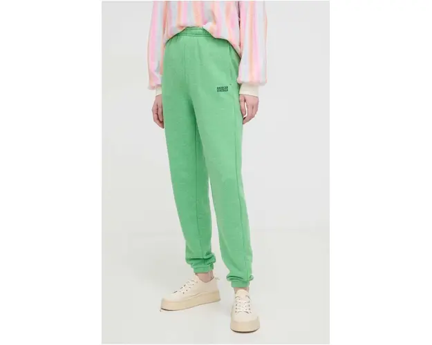 American Vintage pantaloni de trening culoarea verde, melanj