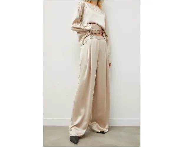 Lovechild pantaloni femei, culoarea bej, lat, high waist 24-2-549-2010