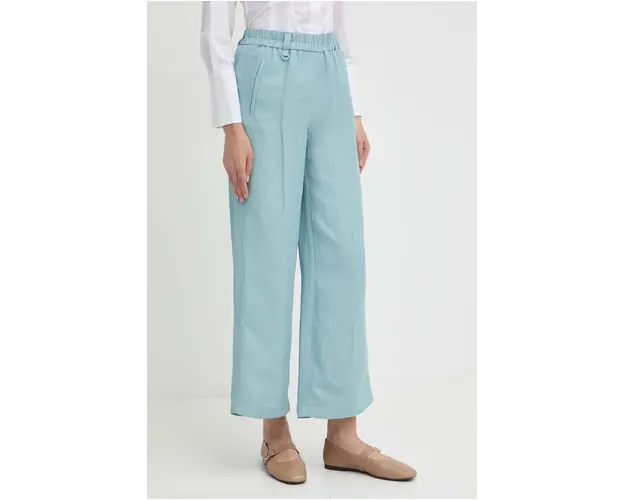Marella pantaloni din amestec de in drept, high waist, 2413131085200