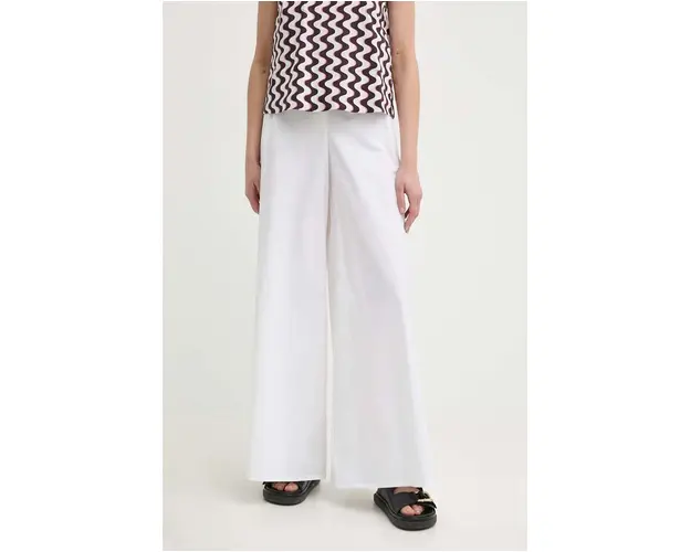 Marella pantaloni femei, culoarea alb, lat, high waist, 2413131092200 2413130000000