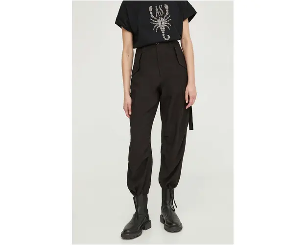 G-Star Raw pantaloni femei, culoarea negru, fason cargo, high waist