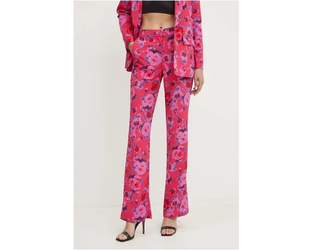 Morgan pantaloni POLIN.F femei, culoarea roz, drept, high waist, POLIN.F