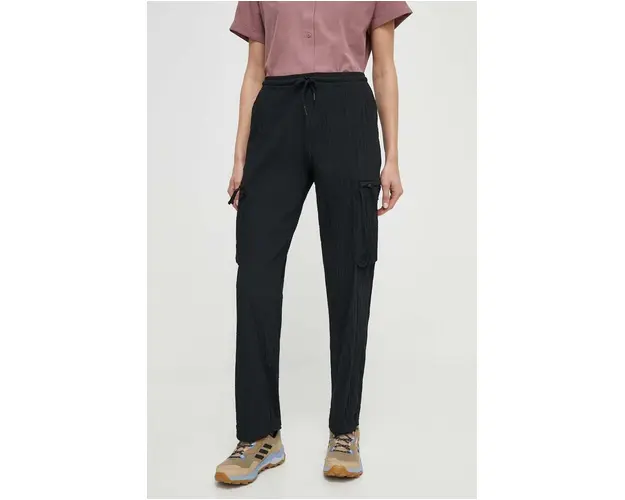 Columbia pantaloni de exterior Boundless Trek Cargo culoarea negru, drept, high waist, 2073011