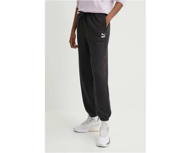 Puma pantaloni de trening din bumbac BETTER CLASSIC culoarea negru, uni, 624233