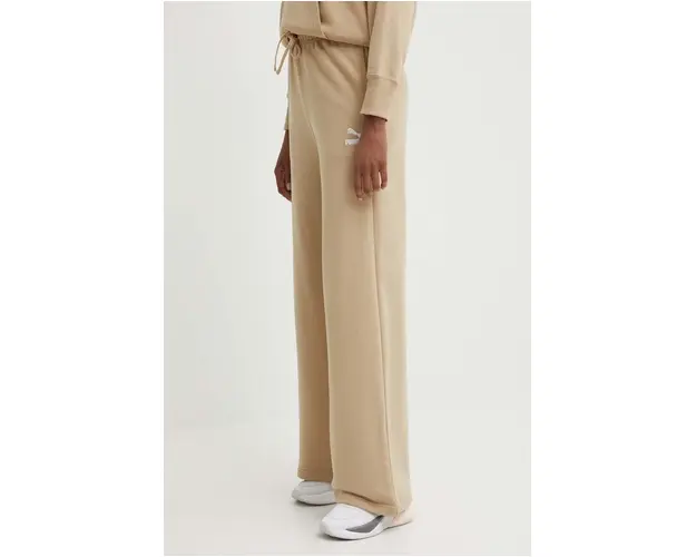 Puma pantaloni de trening din bumbac BETTER CLASSIC culoarea bej, uni, 624235