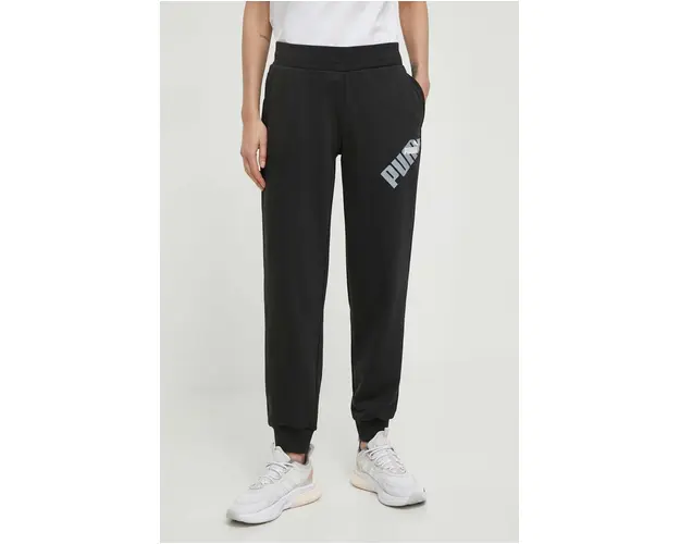 Puma pantaloni de trening culoarea negru, cu imprimeu 677895