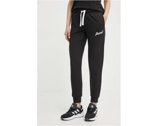 Puma pantaloni de trening culoarea negru, cu imprimeu, 679350