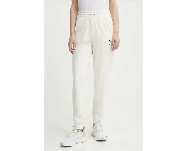 Puma pantaloni de trening BETTER SPORTSWEAR culoarea bej, cu imprimeu, 679010