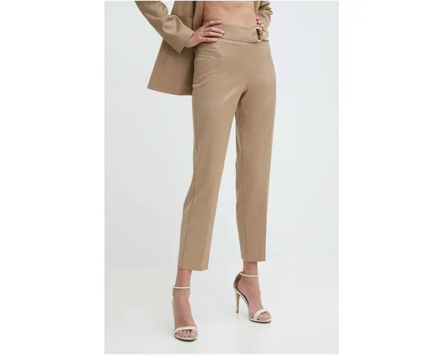 Morgan pantaloni PBAC.F femei, culoarea bej, drept, medium waist, PBAC.F
