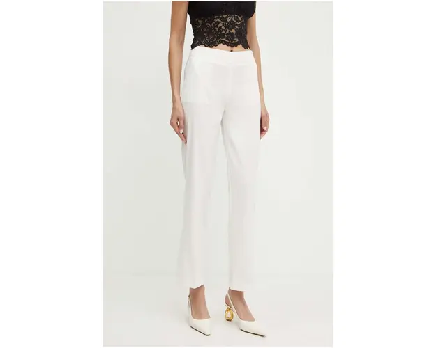 Morgan pantaloni PKIKA.F femei, culoarea alb, drept, high waist, PKIKA.F