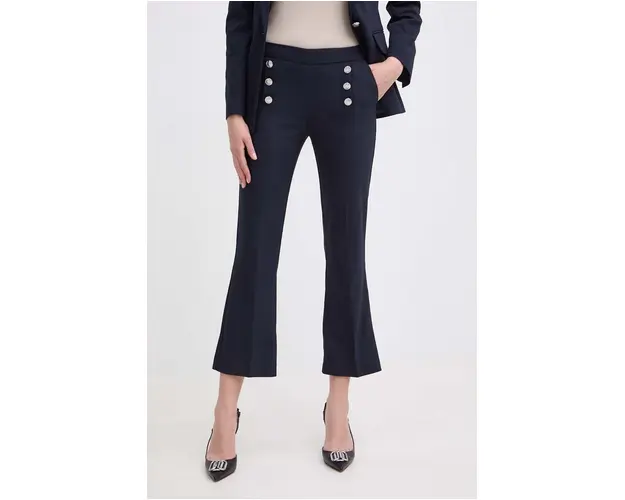 Morgan pantaloni PTACA.F femei, culoarea albastru marin, drept, high waist, PTACA.F