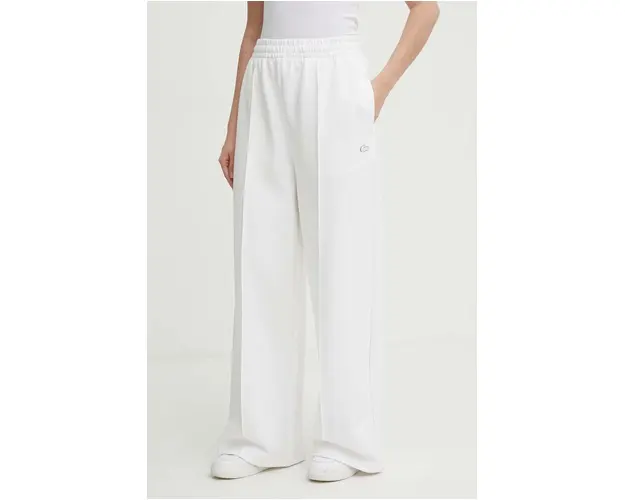 Lacoste pantaloni de trening culoarea alb, neted