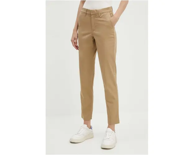 Levi's pantaloni femei, culoarea bej, mulata, high waist