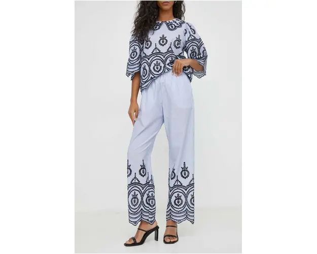 MUNTHE pantaloni de bumbac drept, high waist