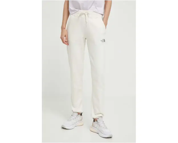 The North Face pantaloni de trening din bumbac culoarea bej, cu imprimeu, NF0A87DMQLI1