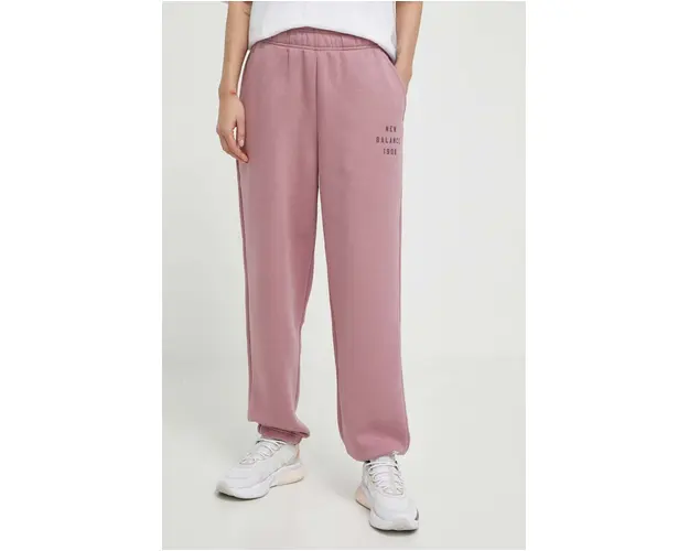 New Balance pantaloni de trening culoarea roz, neted, WP41508RSE
