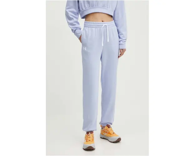 Under Armour pantaloni de antrenament Rival culoarea violet, neted