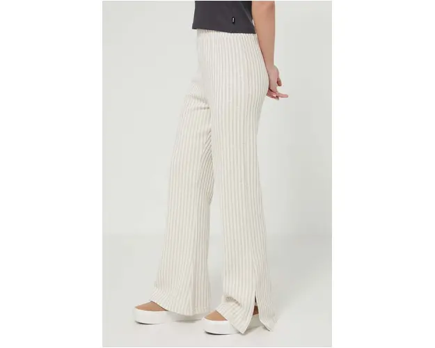 Rip Curl pantaloni femei, culoarea bej, mulata, high waist