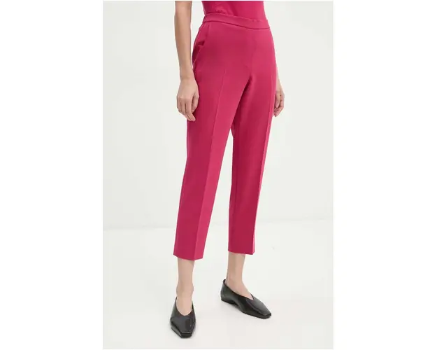 Theory pantaloni femei, culoarea roz, mulata, high waist
