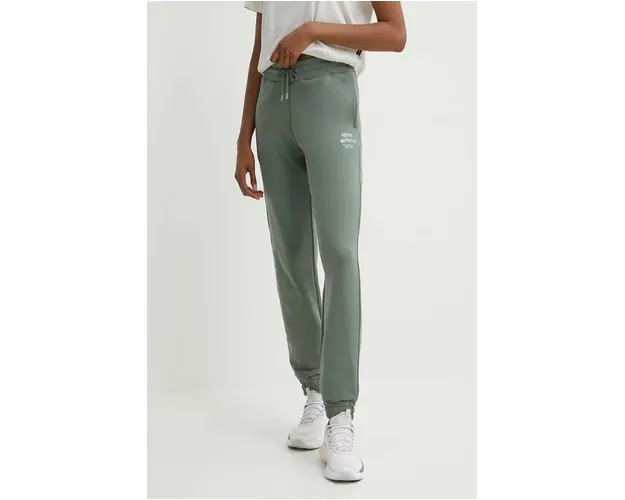 Casall pantaloni de trening din bumbac culoarea verde, cu imprimeu