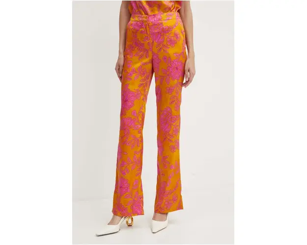 Morgan pantaloni PMING.F femei, culoarea portocaliu, drept, high waist, PMING.F