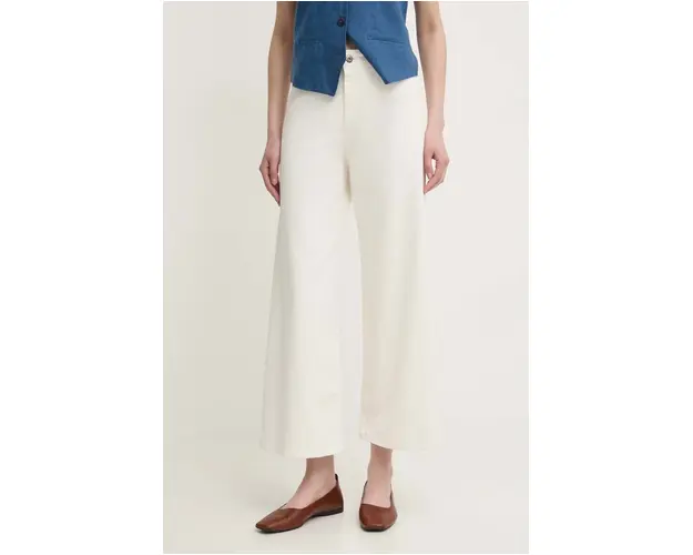 Sandro Ferrone pantaloni femei, culoarea bej, lat, high waist, SFS10XBDSHANNON