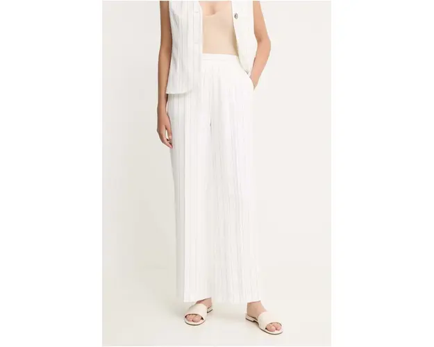 Sandro Ferrone pantaloni femei, culoarea alb, drept, high waist, SFS21XBDCALIFORNIA