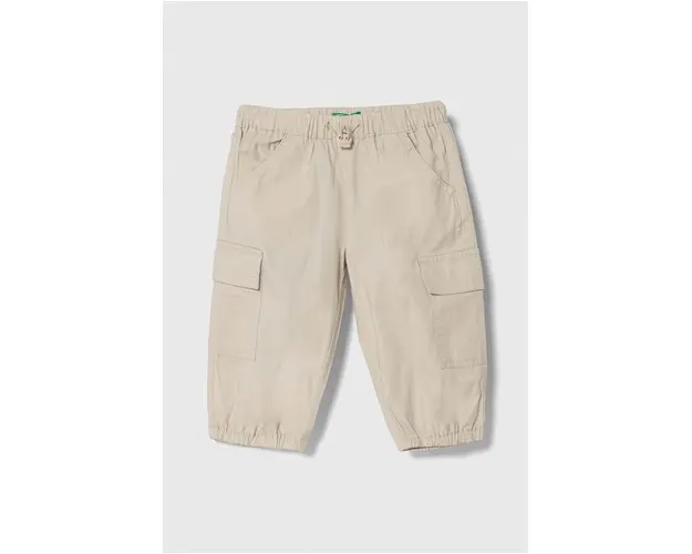 United Colors of Benetton pantaloni copii culoarea bej, neted