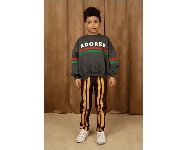 Mini Rodini pantaloni de trening pentru copii culoarea maro, cu imprimeu