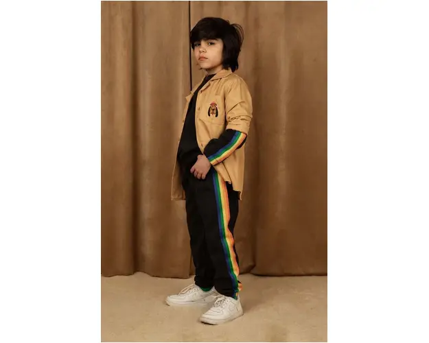 Mini Rodini pantaloni de trening din bumbac pentru copii culoarea negru