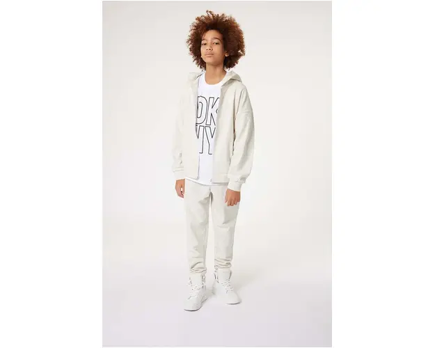 Dkny pantaloni de trening din bumbac pentru copii culoarea alb, cu imprimeu