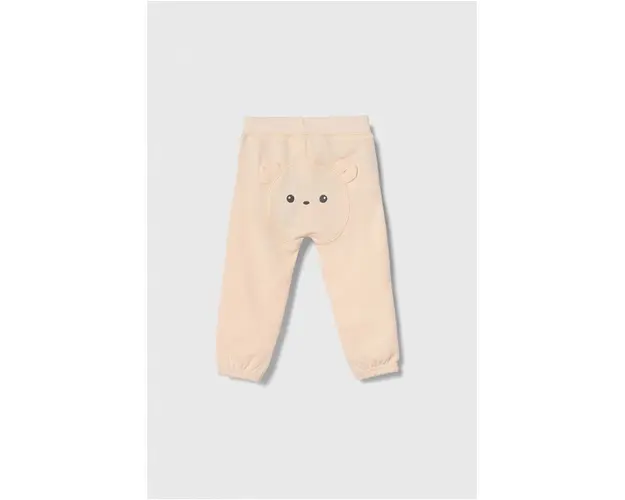 United Colors of Benetton pantaloni de trening din bumbac pentru bebelusi culoarea portocaliu, cu imprimeu