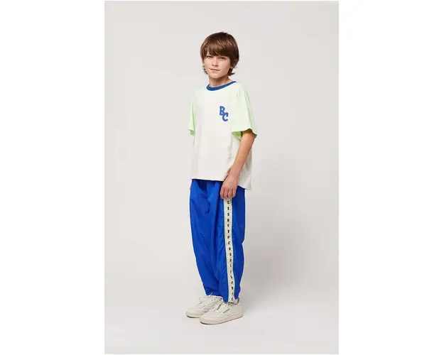 Bobo Choses pantaloni copii culoarea albastru marin, modelator